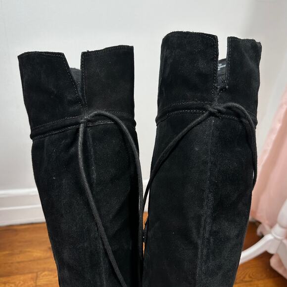 Born Black Suede Over the Knee Riding Boots Women’s 8M Tie Back Zip Tall Comfort - Picture 9 of 14